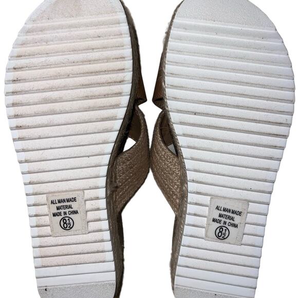 Soda Tan & Natural Woven Espadrille Platform Wedge Sandals Women’s Size 8.5 - Picture 3 of 3
